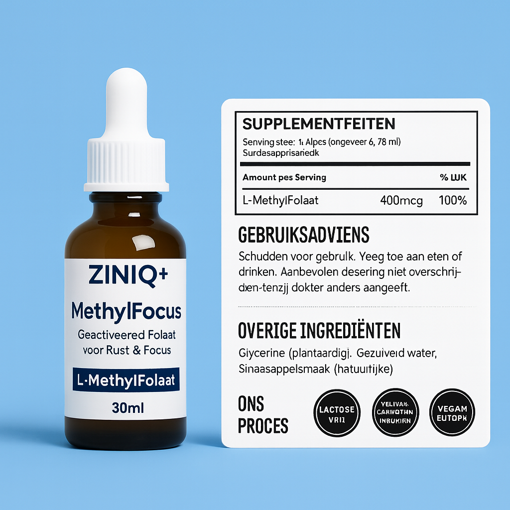 ZINIQ+ MethylFocus — Geactiveerd Folaat voor Volwassenen die Rust én Focus Willen