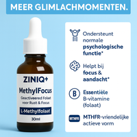 ZINIQ+ MethylFocus — Geactiveerd Folaat voor Volwassenen die Rust én Focus Willen