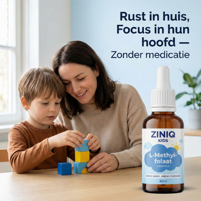ZINIQ™ L-Methylfolaat | Meer rust. Meer focus en een kind dat zich weer goed voelt in zijn eigen hoofd.