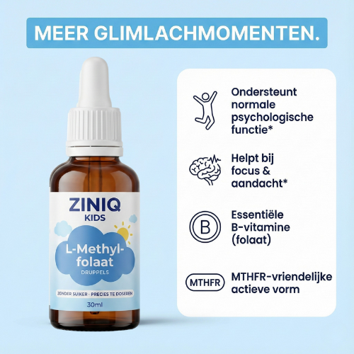 ZINIQ™ L-Methylfolaat | Meer rust. Meer focus en een kind dat zich weer goed voelt in zijn eigen hoofd.